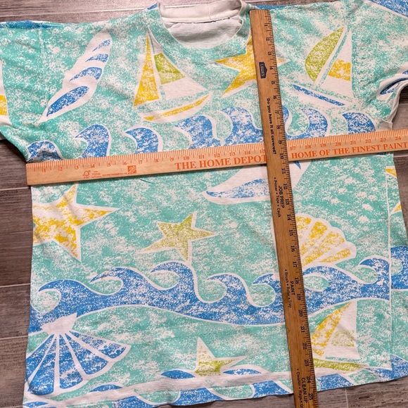 Vintage Beach Seashells AOP T Shirt Single Stitch - Picture 7 of 7